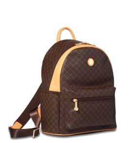Rioni Signature (Brown) Leather Round Dome Backpack ST- 20286 Rioni Round Dome Travel Daypack Backpack Unisex - Signature  main image 4