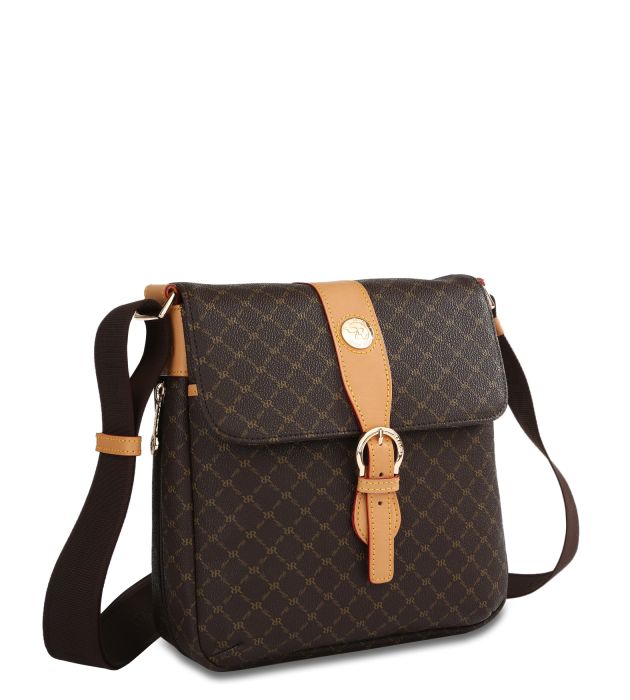 Black Brown Leather Crossbody Messenger Designer Handbag
