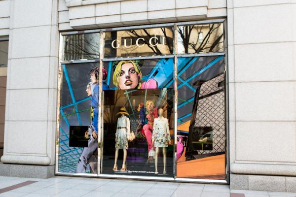 Gucci Window Display - Japanese Designer Hirohiko Araki