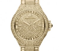 Michael Kors Golden Stainless Steel Camille Three-Hand Glitz Watch